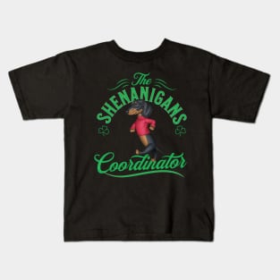 Cute and Funny Doxie Dog on Dachshund Shenanigans Coordinator Kids T-Shirt